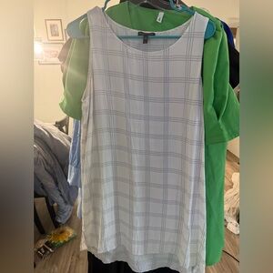 Eileen Fisher White and Gray Plaid Sleeveless dress